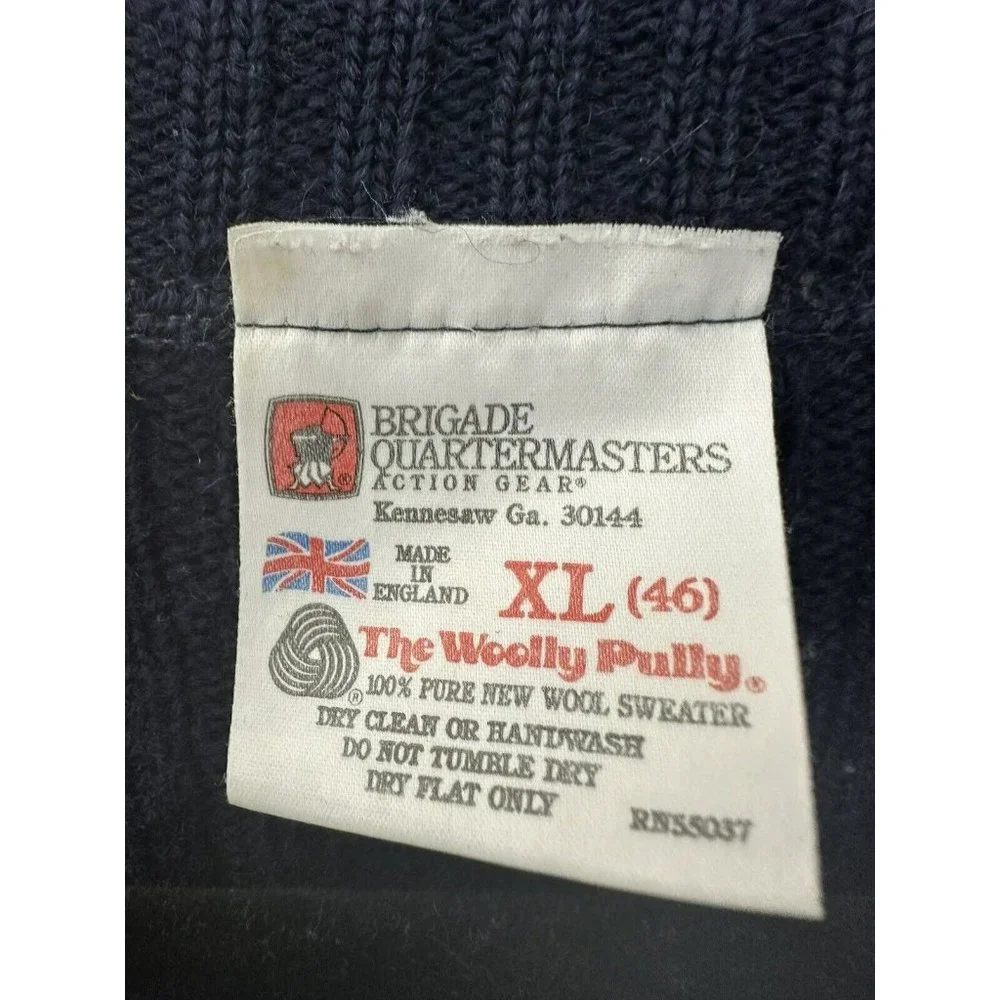 Brigade Quartermasters Sweater Mens XL Blue 100% Wool V Neck The Woolly Pully - Picture 2 of 6